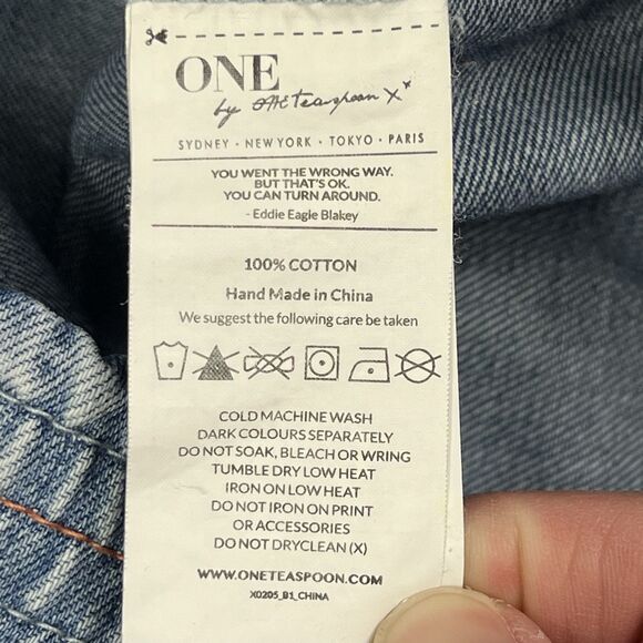 One Teaspoon Hunters Light Wash Mid Rise Roll Cuff Pull On Jean Shorts Women XXS - Picture 6 of 9